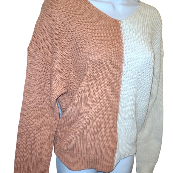 Color block twist back sweater oversized medium - Picture 2 of 6